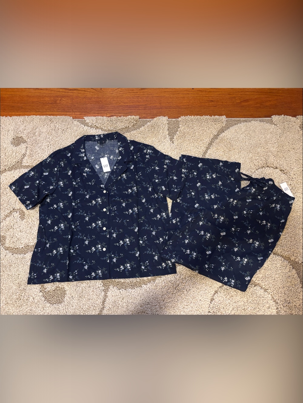 GAP Navy Floral Short-Sleeve Pajama Set